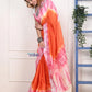 EXCLUSIVE! Handmade Tie and Dye Cotton Orange Lehriya Saree By Women Weavers - qrack theme