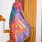 EXCLUSIVE! Authentic Dual Tone Powder Blue Paithani With Most Traditional Double Pallu - qrack theme
