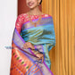 EXCLUSIVE! Authentic Dual Tone Powder Blue Paithani With Most Traditional Double Pallu - qrack theme