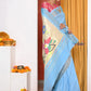 EXCLUSIVE! Traditional Handloom Powder Blue Cotton Paithani With Parrot Pallu - qrack theme