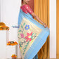 EXCLUSIVE! Traditional Handloom Powder Blue Cotton Paithani With Parrot Pallu - qrack theme