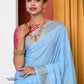 EXCLUSIVE! Traditional Handloom Powder Blue Cotton Paithani With Parrot Pallu - qrack theme