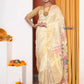 HERITAGE WEAVE ! Premium Handloom White- Golden Muniya Border Paithani With Golden Zari Work & Grand Parrot Pallu 555 - qrack theme