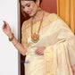 HERITAGE WEAVE ! Premium Handloom White- Golden Muniya Border Paithani With Golden Zari Work & Grand Parrot Pallu 555 - qrack theme
