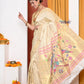HERITAGE WEAVE ! Premium Handloom White- Golden Muniya Border Paithani With Golden Zari Work & Grand Parrot Pallu 555 - qrack theme