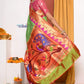 HERITAGE WEAVE ! Premium Handloom Pista Green Muniya Border Paithani  With Grand Peacock Pallu - qrack theme