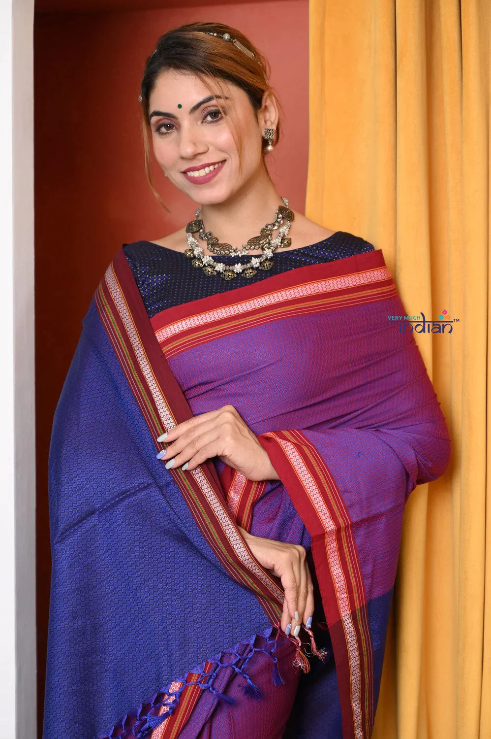 Traditional Khun Cotton Resham Saree, Dual Tone Pink-Purple barbel - qrack theme