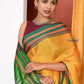 Traditional Cotton Silk Illkal Authentic Handwoven Saree,Yellow With Leaf Green Pallu - qrack theme